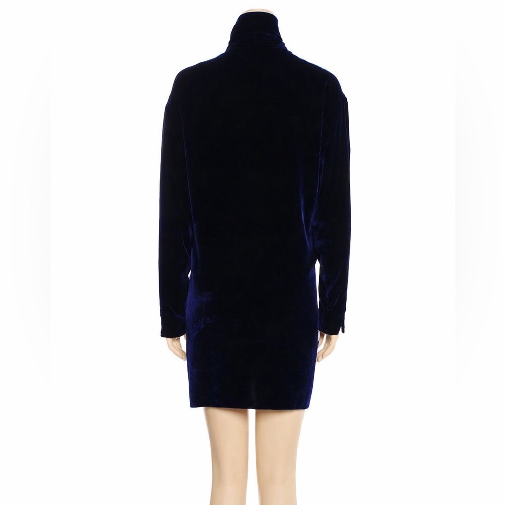 Vintage Ralph Lauren Silk Velvet Tunic Mini Dress Button Collar Turtleneck 90s 6 - Picture 4 of 14